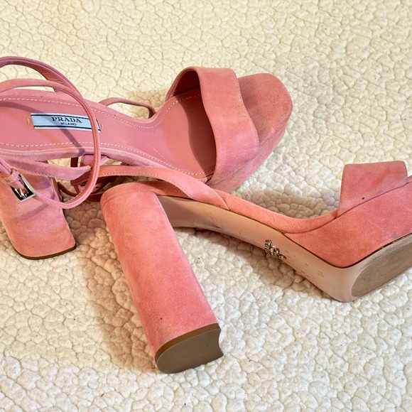 PRADA Suede Ankle-Strap Platform Sandals - Picture 5 of 6